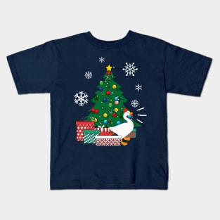 Honk Goose Around The Christmas Tree Kids T-Shirt